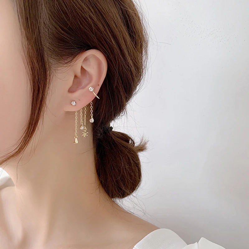 

AVEBIEN girl heart christmas earrings for women 2020 snowflake fashion ear wrap crawler hook earring